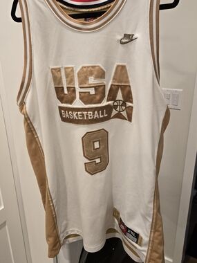 Nike White & Gold USA Basketball Jersey #9